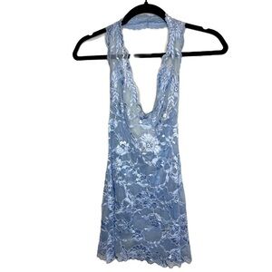 Victoria's Secret Sexy Blue Lace Teddy Halter Neck XS